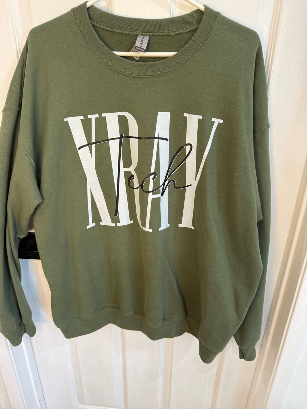 Xray Tech Graphic Sweatshirt Olive Green Gildan XL